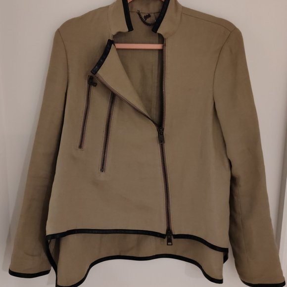 Derek Lam Linen and Leather Moto Jacket - Picture 4 of 9